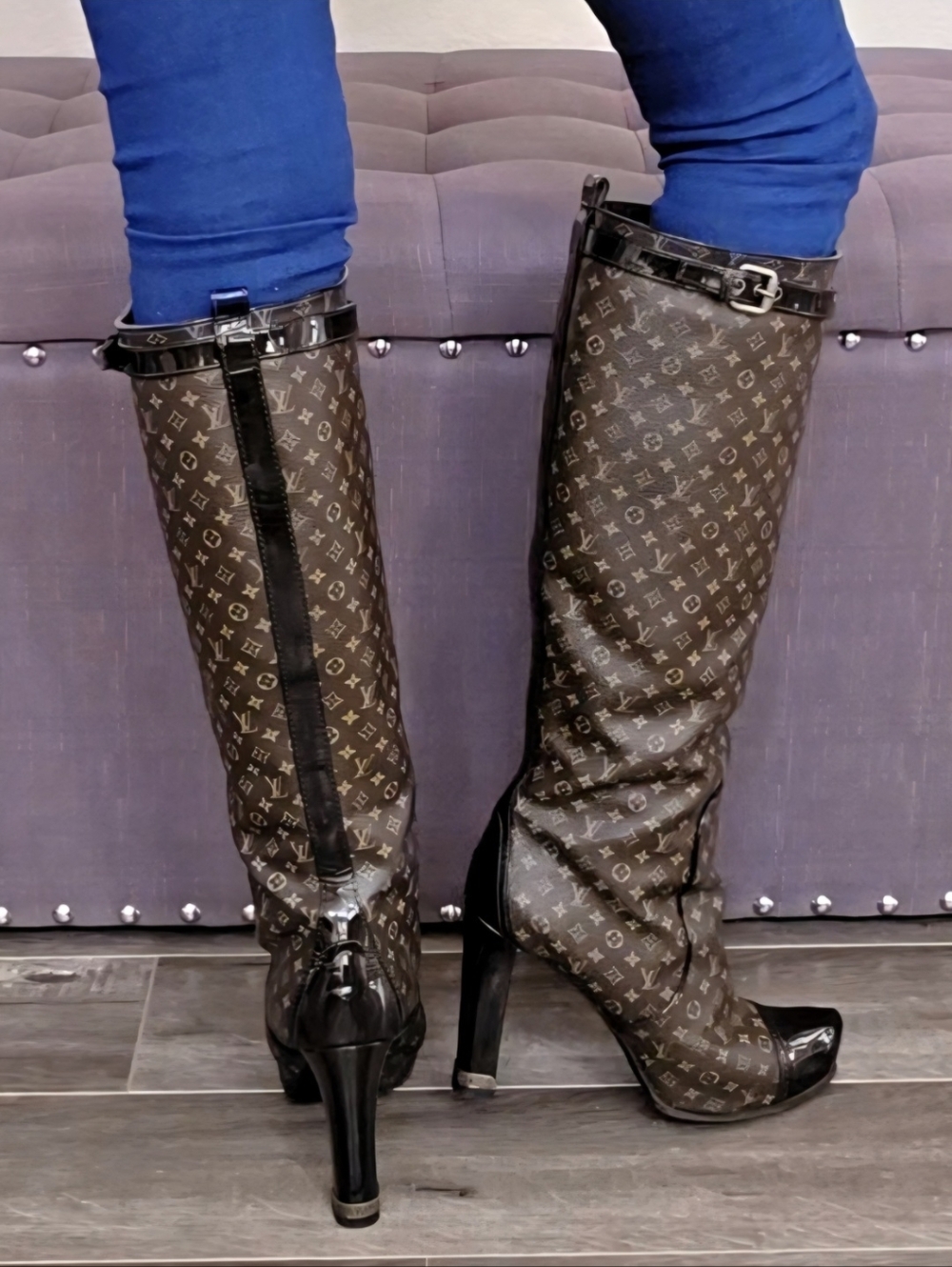 Louis Vuitton Monogram Canvas Patent Leather Knee-high Boots - EU 38.5 / US 8 - Picture 3 of 16